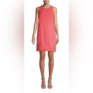 Tommy Bahama XXS peach linen shift dress with mini fray hem